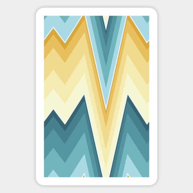 Bargello flame stitch prongs yellow and teal Sticker by colorofmagic